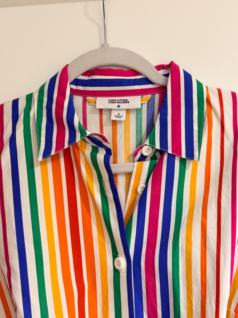 Christopher John Rogers Stripe Midi Shirt Dress with tie waist Women's size 4 - Picture 3 of 5